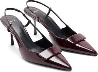 Mango Pointed Toe Ankle Strap Pump in Burgundy at Nordstrom, Size 6.5Us