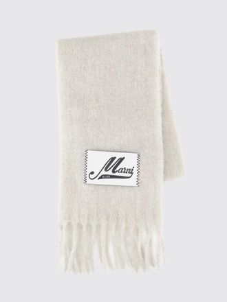 Marni Sciarpa in misto lana dalpaca con logo applicato e bordi sfrangiati