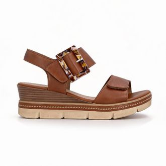 Remonte Jerilyn Womens Wedge Sandals Tan Leather - Size UK 7.5