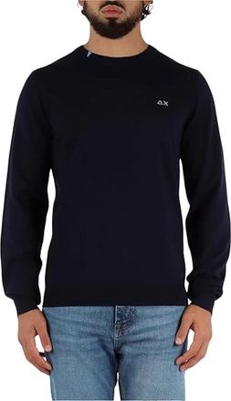 Sun 68 K45101 Ronde hals knit - Heren - Ronde hals truien - Blauw - M - Katoen - Truien & Vesten