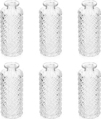 OEM Juego De 6 Mini Jarrones De Cristal Transparente De Estilo Vintage, Perfectos Para La Decoraci&oacute;n De Mesas O Como Centro De Mesa Para Una Boda O Un Ram