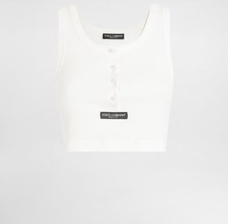 Dolce & Gabbana Ribbed Tank Top - Woman T-shirts And Sweatshirts White Cotton 42