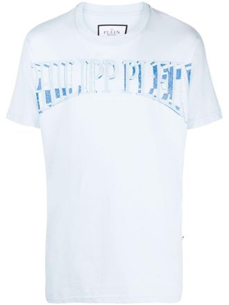 Philipp Plein logo-print cotton T-shirt - men - Cotton - XXXL - Blue
