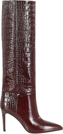 PARIS TEXAS Rouge Noir Stiletto Boot 85 Pointed Crocodile-Effect Leather Boots