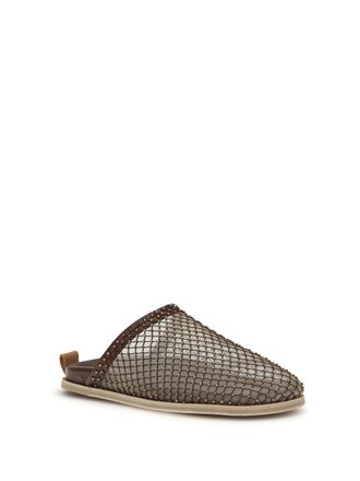 Forte_Forte Mesh with Rhinestones Mule - Brown