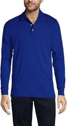 Lands End School Uniform Long Sleeve Interlock Polo Shirt in Cobalt at Nordstrom, Size Small