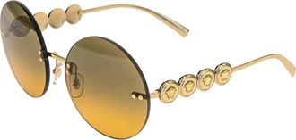 Versace Womens Ve2214 Medusa Rimless Round Non-Polarized Sunglasses In Gold