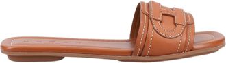 Hogan Smooth Suede Flat Sandals With Embossed Logo Detail