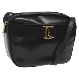 Ferragamo Tweedehands leren schoudertassen - Dames - Pre-owned - Zwart - Maat: ONE Size Leer