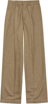 Dries Van Noten Panrom Pleated Denim Trousers - Stone - 48 (IT48 / M)