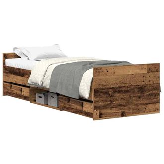 Berkfield Home Bed Frame without Mattress Old Wood 100x200cm Engineered Wood in Brown | Size: 100x200 cm