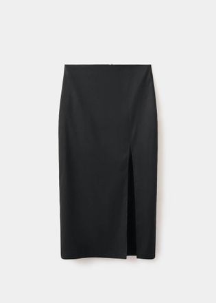 Mango Gonna midi in misto lino-cotone nero - Donna - 38 - MANGO