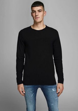 Jack & Jones Longsleeve JACK & JONES BASIC TEE, Herren, Gr. L, schwarz, Jersey, Obermaterial: 100% Baumwolle, normal normal, Rundhals, gerader Abschluss, Shirts Lo