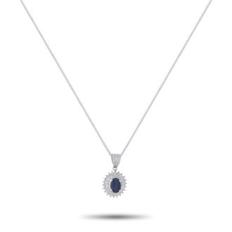Luxury Bazaar Platinum 0.22ct Diamond and Sapphire Pendant Necklace MF06-041426