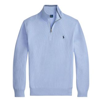 Ralph Lauren Turtlenecks, male, Blue, Size: L Cotton Half-Zip Sweater