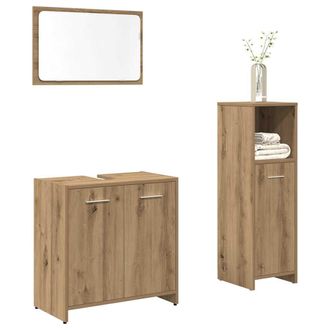 Berkfield Home 3 Piece Bathroom Furniture Set Artisan Oak Engineered Wood in Brown