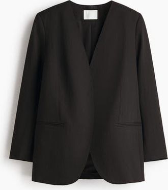 H&M Collarless Blazer in Black at Nordstrom, Size Xx-Large