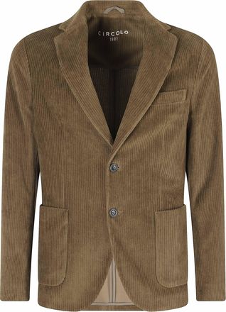 Circolo 1901 Green Corduroy Blazer With Notch Lapel And Double Vent