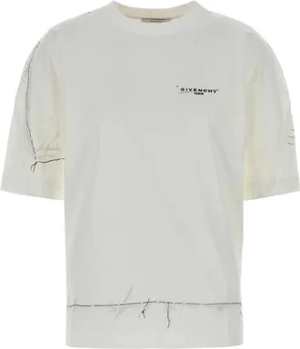 Givenchy T-shirt van katoen met geborduurd logo - Dames - T-shirts - Wit - S - Katoen - Tops