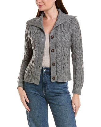 Fort&eacute; Cashmere Luxe Cable Wool & Cashmere-Blend Cardigan