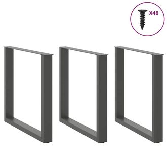 Berkfield Home Modern Coffee Table Legs U-Shaped 3 pcs Anthracite 90x(72-73) cm Steel in Dark Grey