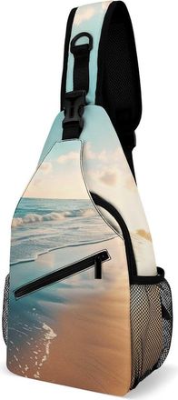 Generic Beach Sunset Unisex Shoulder Bags Casual Crossbody Chest Bag Sling Backpack for Hiking Cycling Travel