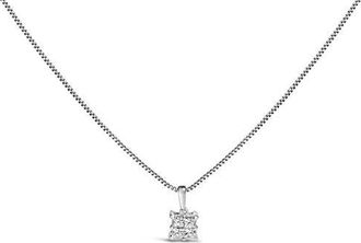House of Brilliance Sterling Silver 1/4 Cttw Princess Cut Diamond 4 Stone Pendant Necklace at Nordstrom