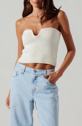 ASTR the Label Kailess Strapless Sweater in Off White at Nordstrom Rack, Size X-Large