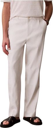 Calvin Klein Heren, Broeken, Beige, Maat: W36 Linnen