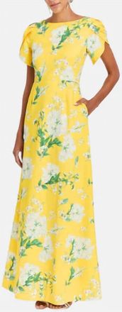 Mestiza New York Katherine Flower Print Maxi Dress In Yellow, Green, And White