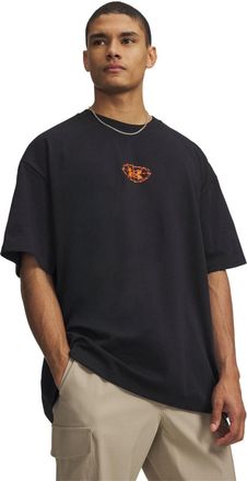 Under Armour Heren rugprint zwaargewicht T-shirt (Zwart/Oranje)