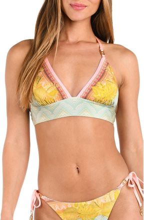 Sunshine 79 Dreamland Banded Triangle Bikini Top in Beige Multi at Nordstrom Rack, Size 10