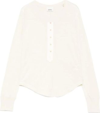Isabel Marant Overhemden, Dames, Beige, L, Blouse met knoopdetail en ronde hals