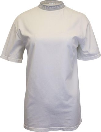 Acne Studios Logo Neck Tshirt in White Cotton