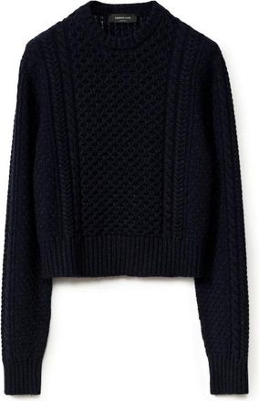 Fabiana Filippi Rondgebreide trui - Dames - Ronde hals truien - Blauw - M - Truien & Vesten