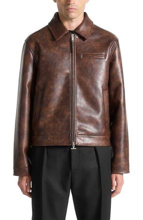 Mani&egrave;re De Voir Laurent Vintage Leather Jacket in Brown at Nordstrom, Size Xx-Large