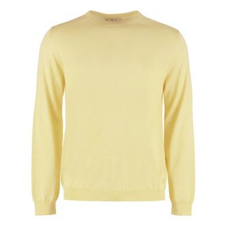 THE (ALPHABET) Cashmere Knitwear, male, Yellow, Size: 2XL Cashmere-silk blend sweater with ribbed edges