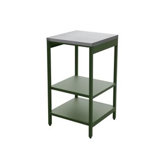 Sweeek Cocina de exterior de acero con 2 estantes, 49cm, verde
