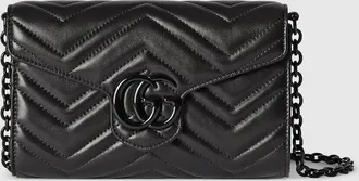 Gucci GG Marmont Wallet On Chain, Black, Leather