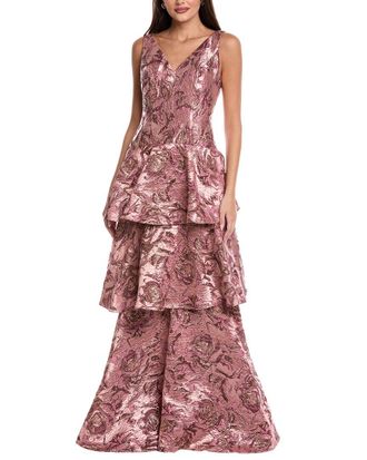 Rene Ruiz Metallic Jacquard Gown