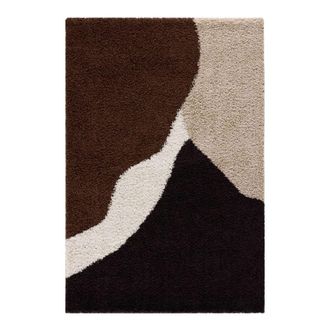 Sweeek Alfombra interior shaggy motivos geom&eacute;tricos beige, marr&oacute;n, negro