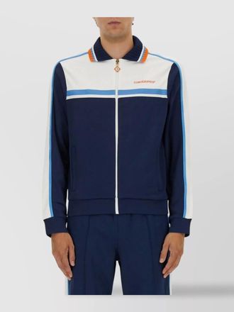 Casablanca ribbed collar striped jacket with side pockets