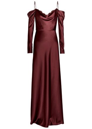 Rebecca Vallance Avalon Off-the-shoulder Satin Gown - Burgundy - 10 (UK10 / S)