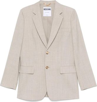 Moschino Blazer in lana vergine con revers a scialle - Toni neutri