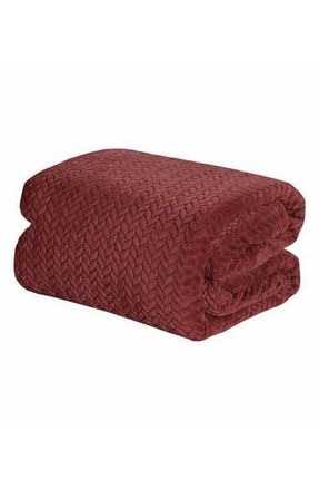 Luxury Home Braided Chevron Microplush Blanket in Burgundy at Nordstrom Rack, Size Queen