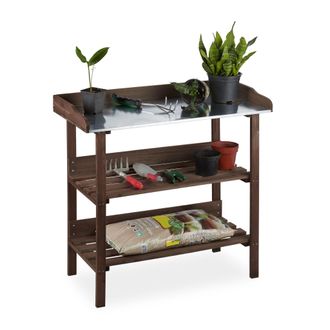 Relaxdays Relaxdays - Mesa Para Huerto Urbano Con Tres Estantes, Invernadero, 86x92x42 Cm, Marr&oacute;n Oscuro