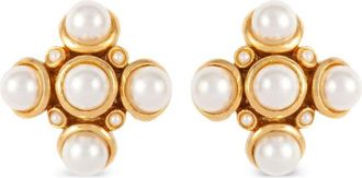 Susan Caplan Vintage 1980s faux-pearl clip-on earrings - women - Faux Pearl/Gold Plated - One Size