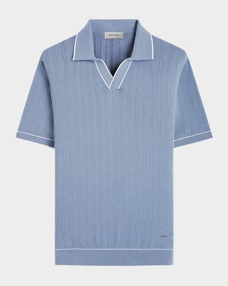 Bugatchi Mens Short-Sleeve Sweater with Johnny Collar