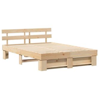 Berkfield Home with Headboard Brown 140 x 200 cm Solid pine wood in Light Brown