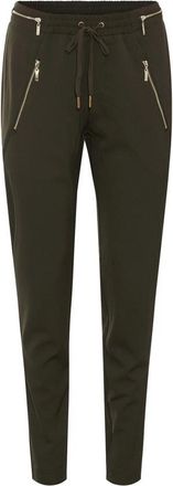 Rue de Femme Gouden Casual Broek met Ritsdetails - Dames - Slim Fit Broeken - Groen - S - Broeken